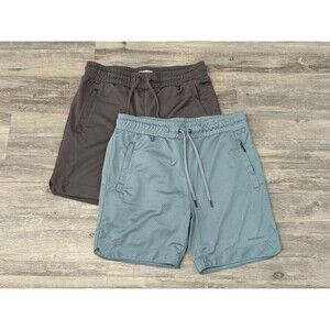 Maison Article Mens Premium Basketball Shorts Lot x2 Sz XL Teal Plum Zip Pockets